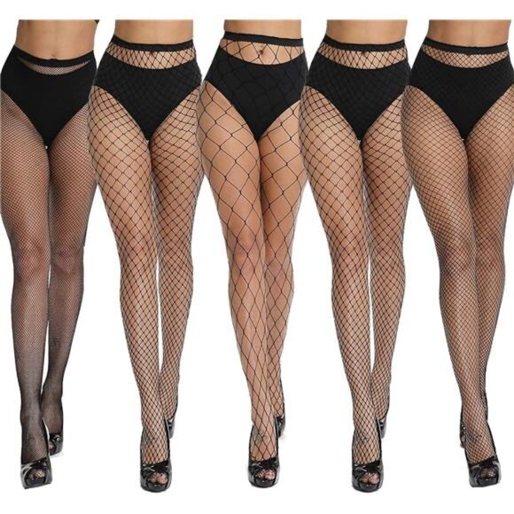 5 Fishnet Stockings, High Waist Tights for Women, Sparkle Rhinestone - Picture 1 of 5